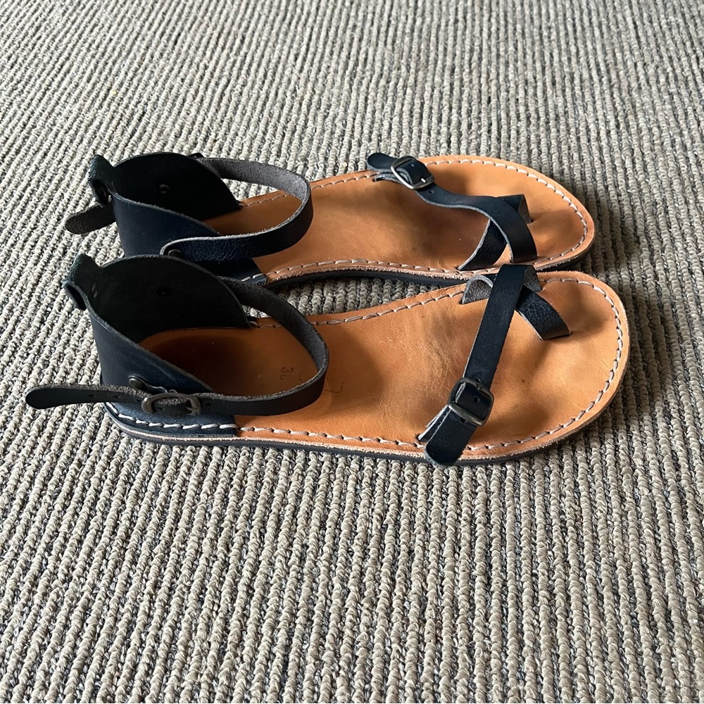Crupon Barefoot Nomad Nero Black Leather Women’s Sandal Size 8 - Picture 3 of 11